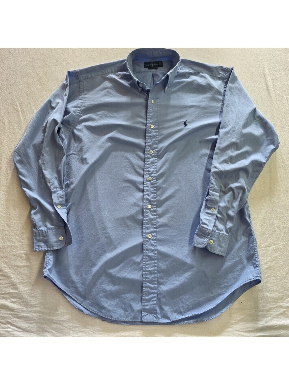 Ralph Lauren Blake Blue Cotton Button Down Business Casual Shirt - Medium